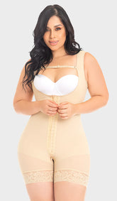 MYD F0065 - MID-THIGH FAJA WITH BACK COVERAGE AND WIDE STRAPS