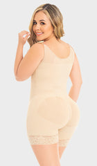 MYD F0068 MID-THIGH FAJA WITH BACK COVERAGE AND ADJUSTABLE STRAPS