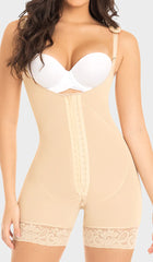 MYD F0468 MID-THIGH FAJA WITH BACK COVERAGE AND ADJUSTABLE STRAPS
