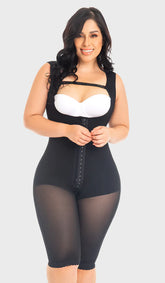 MYD F0075 KNEE-LENGTH FAJA WITH BACK COVERAGE AND WIDE STRAPS