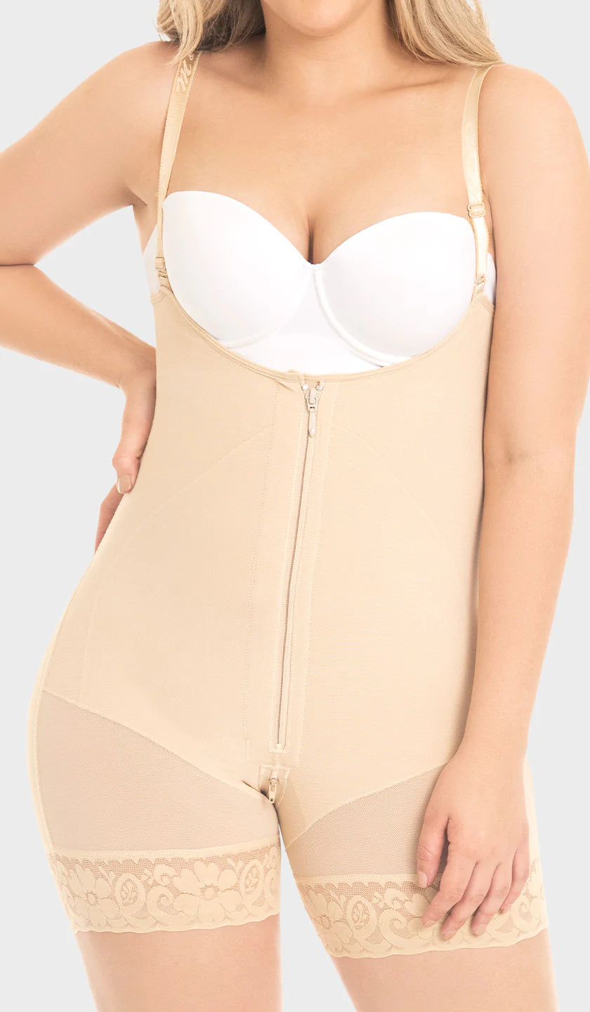 F0075 - KNEE-LENGTH FAJA WITH BACK COVERAGE AND WIDE STRAPS