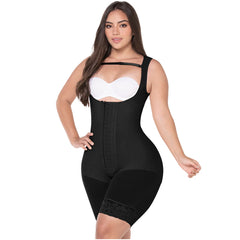 Fajas MYD F00489 | Fajas Colombianas Post Surgery Mid Thigh Shapewear  Bodysuit for Guitar and Hourglass Body Types - Black / 2XS