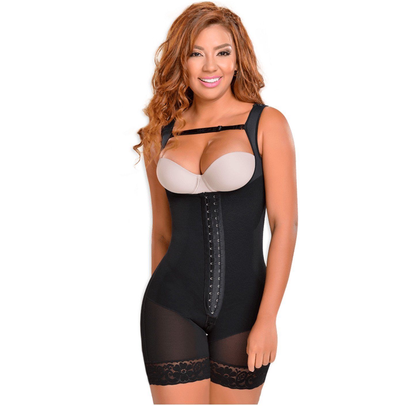 MYD F0065 - MID-THIGH FAJA WITH BACK COVERAGE AND WIDE STRAPS